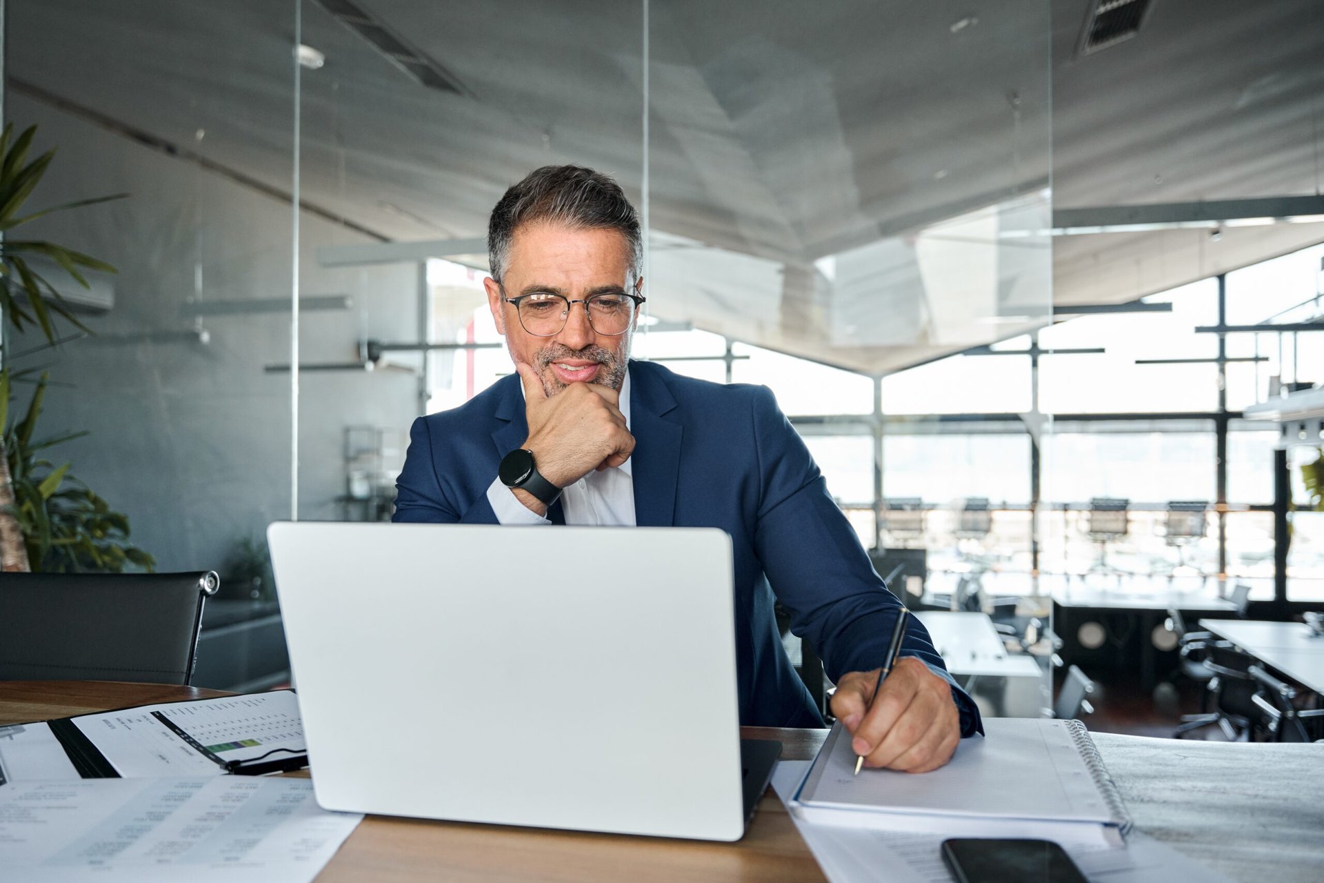 Business man at computer