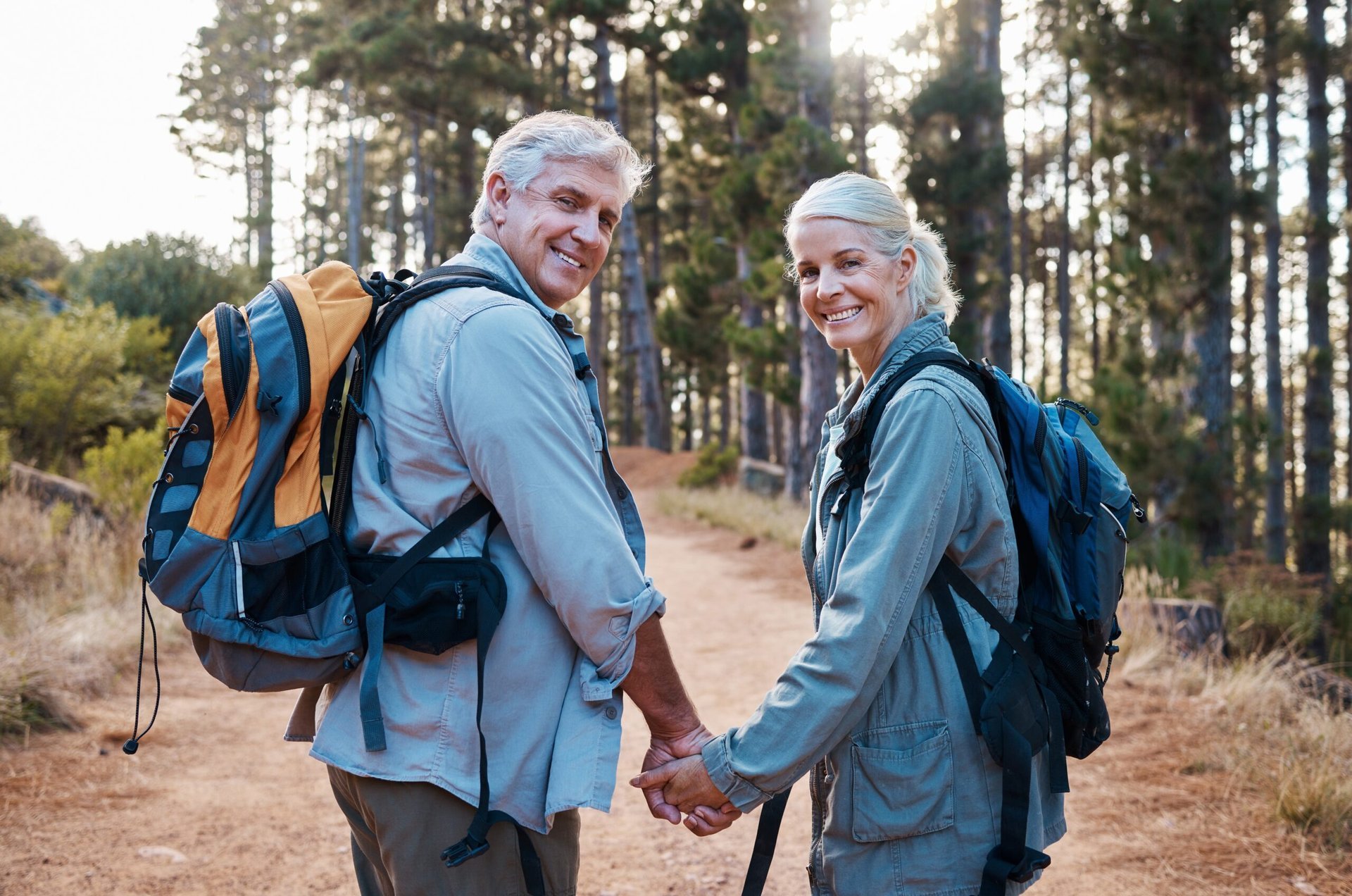 Older couple hiking