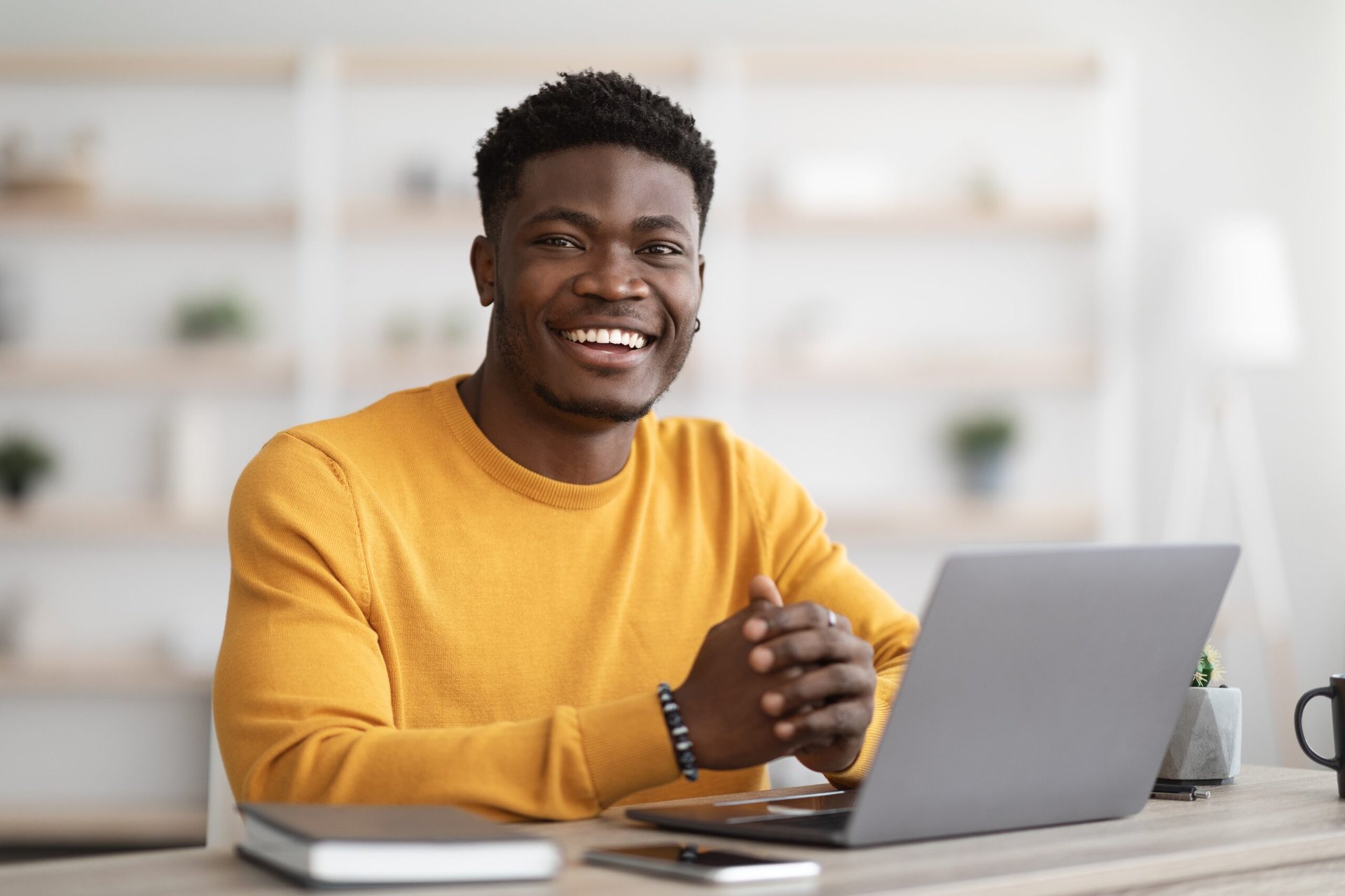 Freelancer sitting at a computer